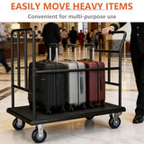 YOHKOH Luggage Cart with Wheels, Hotel Luggage Trolley with Side Elastic Rope & Protective Rails, 5” Quiet Wheels with Brakes, Heavy-Duty Bellman Cart 42.51" W x 25.19" D x 34.25" H Holds 850 lbs