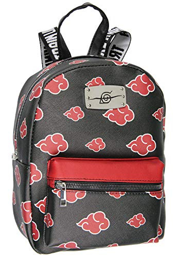 Bioworld Naruto Akatsuki Sasuke Red Cloud Anti Leaf Faux Saffiano Leather Mini Backpack Bag | Backpacks4Less