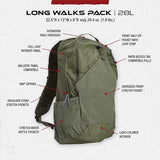 Vertx Long Walks Pack 28L Tactical Backpack, EDC Gear Bag for CCW, Travel, Work, Hiking, Outdoors, It's Black