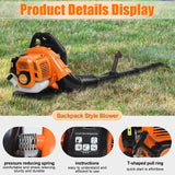 52CC 2 - Stroke Backpack Leaf Blower, 550 CFM Engine Gas Powered Leaf Blower Cordless Dust Blowers Single Cylinder Air Cooled Cleaner Garden Tool for Lawn Yard Blowing Debris Orange