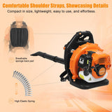 52CC 2 - Stroke Backpack Leaf Blower, 550 CFM Engine Gas Powered Leaf Blower Cordless Dust Blowers Single Cylinder Air Cooled Cleaner Garden Tool for Lawn Yard Blowing Debris Orange