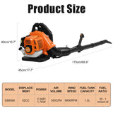 52CC 2 - Stroke Backpack Leaf Blower, 550 CFM Engine Gas Powered Leaf Blower Cordless Dust Blowers Single Cylinder Air Cooled Cleaner Garden Tool for Lawn Yard Blowing Debris Orange