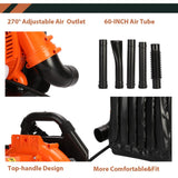 52CC 2 - Stroke Backpack Leaf Blower, 550 CFM Engine Gas Powered Leaf Blower Cordless Dust Blowers Single Cylinder Air Cooled Cleaner Garden Tool for Lawn Yard Blowing Debris Orange