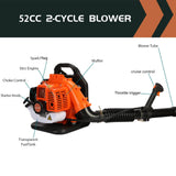 52CC 2 - Stroke Backpack Leaf Blower, 550 CFM Engine Gas Powered Leaf Blower Cordless Dust Blowers Single Cylinder Air Cooled Cleaner Garden Tool for Lawn Yard Blowing Debris Orange