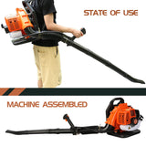 52CC 2 - Stroke Backpack Leaf Blower, 550 CFM Engine Gas Powered Leaf Blower Cordless Dust Blowers Single Cylinder Air Cooled Cleaner Garden Tool for Lawn Yard Blowing Debris Orange