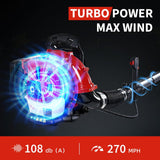 52CC Backpack Blower, 2.2 - HP 2 - Cycle Gas Leaf Blower with 780 CFM & 270 MPH, Backpack Leaf Blower, Powerful Clearing Performance for Wet Leaf & Debris Clean & Snow Removal