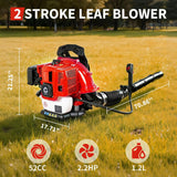 52CC Backpack Leaf Blower, 780 CFM & 270 MPH, 2.2 - HP 2 - Cycle Gas Powered Leaf Blower, for Heavy Duty Lawn Care, Wet Leaf & Debris Clean