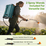5.3Gal Battery Powered Backpack Sprayer, 120PSI Adjustable Pressure Electric Sprayer, Dual Batteries, Telescopic Wand & Corrosion - Resistant Wand, 5 Nozzles Sprayer for Planting Lawn Yard Garden