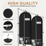54" Garment Bags for Travel and Storage, Travel Suit Bags for Men Women with 2 Clear Pockets, Storage bags for Clothes, Suits, Dress, Shirts, Coats (Black)