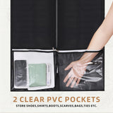 54" Garment Bags for Travel and Storage, Travel Suit Bags for Men Women with 2 Clear Pockets, Storage bags for Clothes, Suits, Dress, Shirts, Coats (Black)