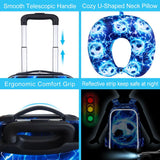 5PCS Boys Luggage Set, Airline - Approved Carry - On with 360° Spinner Wheels, Cute Travel Suitcase for Kids & Toddlers - Lightning Soccer Blue