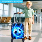 5PCS Boys Luggage Set, Airline - Approved Carry - On with 360° Spinner Wheels, Cute Travel Suitcase for Kids & Toddlers - Lightning Soccer Blue