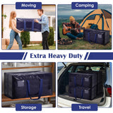 6 Pack Extra Large Heavy Duty Moving Bags with Reinforced Zipper & Wide Handles, Moisture - Resistant Storage Bins Packing Cubes for Clothes, College Dorm, Travel, and Home Organization, Dark Blue