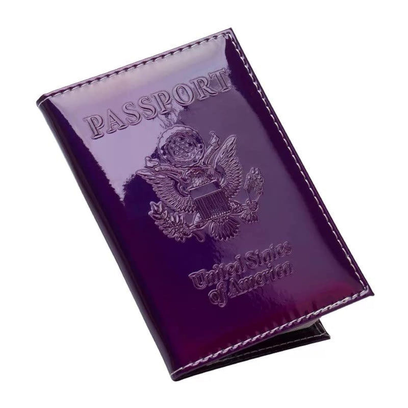 Pretty Little Passports Chrome Passport Cover Vaccine Card Holder Combo, Passport Holder with Vaccine Card Slot (Purple)