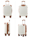 YOETEY Carry On Luggage 22x14x9 Airline Approved, Hardside Suitcase with Wheels, TSA Approved, Tote Bag, White Brown