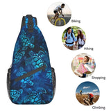 COFEIYISI Sea Turtle Sling Bag Crossbody Backpack for Men Women Watercolor Blue Sea Turtle Nautical Coastal Sea Animal Underwater World Print Chest Bag Casual Shoulder Backpack Travel Hiking Daypack