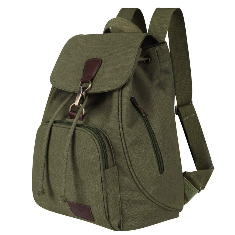 Qyoubi Canvas Fashion Backpacks Purse Casual Outdoor Shopping Daypacks Sports Rucksack Hiking Travel Multipurpose Bag Green