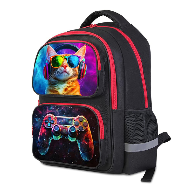 HiGaits Cartoon Kids Backpack for School - 17 Inch Lightweight Bookbag with 3D Reflective Design & Luminous Safety Strips | Durable 600D Polyester, Adjustable Straps for Ages 6-18