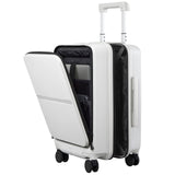 Hanke 20 Inch Carry On Luggage Airline Approved Hard Shell Suitcases with Wheels & Front Pocket Travel Luggage Lightweight Carry On Suitcase for Travel Rolling Luggage(Grayish white)