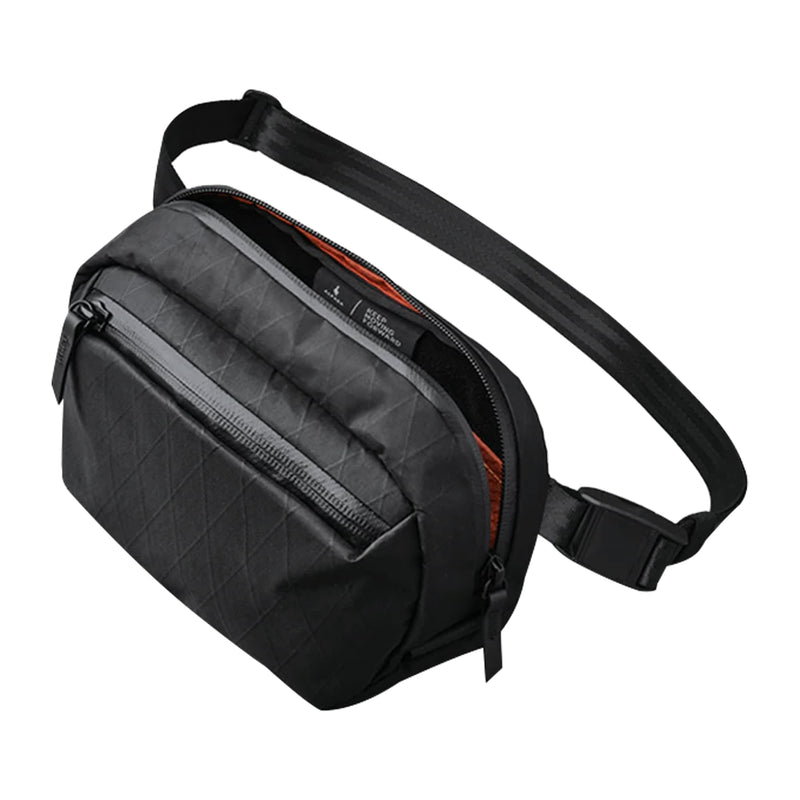 ALPAKA Go Sling Nano 1.6L Compact Camera Sling Bag for Men - Small EDC Crossbody Bags for Point & Shoot Cameras - Weatherproof Shoulder Bag with Detachable Strap (8.6"x5.3"x3.2") - Black X-Pac VX21