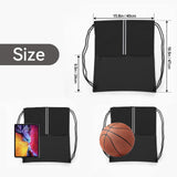 JOYNYON Drawstring Backpack Sports Gym Bag, Draw String Back Bag for Men Women, Lightweight Sackpack with Zipper Pocket, Durable Large Two Tone Black