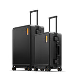 LEVEL8 20/24 Inch Zipperless 2 Piece Luggage Sets with Aluminum Frame, Lightweight Hard Shell Suitcases with Spinner Wheels, Metal Travel Luggages with Double TSA Locks, Black