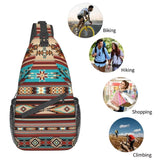 SURERUIM Aztec Design Sling Bag for Women Men Crossbody Shoulder Backpack Southwest Native American Ethnic Tribal Chevron Aztec Chest Bags Navajo Print Gym Bag Travel Hiking Rucksack Casual Daypack