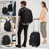 New York XPress 20'' Rolling Backpacks, 2 in 1 Travel Backpack for Man/Women,Backpack for Travel w/Wheels,Trolley Suitcase w/Telescopic Handle,2560-Black