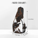 SURERUIM Cow Print Sling Bag Spotted White and Brown Animal Skin Texture Crossbody Backpack Western Farmhouse Cowhide Pattern Chest Shoulder Bag Casual Gym Sports Travel Hiking Daypack for Women Men