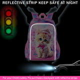 AGSDON 3PCS Backpacks for Girls, 16" Elementary Kids Cute Cat Backpack Preschool School Bookbags and Lunch Box