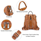 S-ZONE Medium Leather Backpack Purses for Women Antitheft Rucksack Shoulder Bag