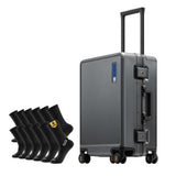 LEVEL8 Zipperless Carry On Luggage with Mens Work Crew Socks
