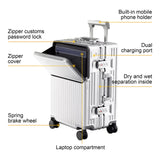 2-Piece Hardshell Zipperless Luggage Set, 20/26" Aluminum Frame Hardshell Spinner Luggage, Airline Approved Carry-On Luggage, TSA Lock, 360° Quiet Wheels With Cup Holder (silver)