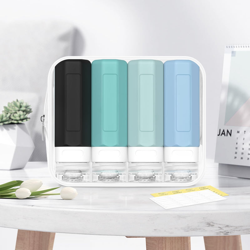 Redfly Travel Bottles for Toiletries, Tsa Approved 3oz Travel Size Containers, Leak Proof Silicone Squeezable Containers for Toiletries, BPA Free Refillable Essentials for Shampoo Conditioner Gray