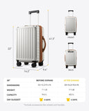 LUGGEX Carry On Luggage Sets 3 Piece, PC Expandable Hardshell Luggage with Spinner Wheels, Brown Black