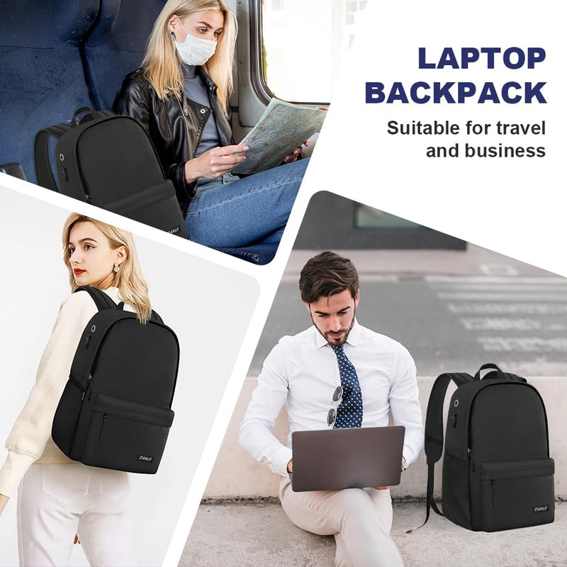 LELExilan Multifunctional Casual Backpack for Men Women, Lightweight Water-Resistant School Bookbag for College Work Travel, Black 01