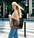 KALIDI Large PVC Tote Bag Women Weekender Hobo Bag Travel Purse Trendy Kraft Paper Oversize Shoulder Handbag for Work College Beach