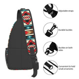 QISENTIS Tribal Aztec Geometric Pattern Sling Bag Crossbody Backpack Native American Ethnic Tribal Southwest Stripe Red Gym Travel Hiking Daypack Navajo Print Chest Shoulder Bag Unisex