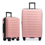 U.S. Traveler Boren Expandable Hardside Rugged Travel Luggage with 8 Spinner Wheels, Rose Pink, 2-Piece Set