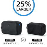 ZEEMO Travel Toiletry Bag for Men, Medium Water-Resistant Double-Sided Full-Open Dopp Kit, Versatile Organizer for Shower and Hygiene Accessories, Bathroom Essentials, Cosmetics, Black