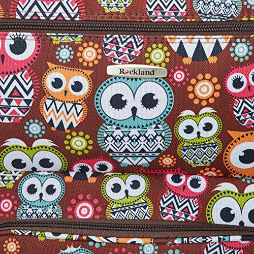 Rockland Vara Softside 3-Piece Upright Luggage Set,Expandable, Owl, 20 inch,22 inch,28 inch