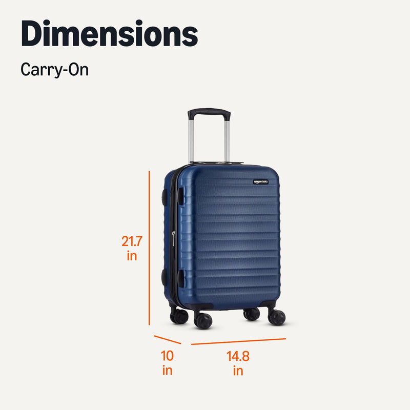 Amazon Basics 21" Hardside Carry-On Luggage with Multi-directional Wheels, Expandable for Up to 25% More Space, Scratch-Resistant Surface, Organized Interior, Navy Blue