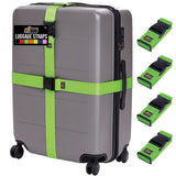GORILLA GRIP Heavy Duty 4 Pack Adjustable Luggage Straps for Suitcases, Easy to Identify Travel Belt Connector Holds Suitcase Together, Extends Life of Bag, Strap Connects Two Bags, Accessories Green
