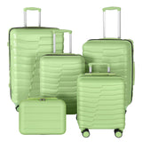 WireHot 5-Piece Luggage Set, Lightweight ABS+PC Hard Shell Suitcase with YKK Zipper & TSA Lock for Family, Avocado Green, 14in/18in/20in/24in/28in