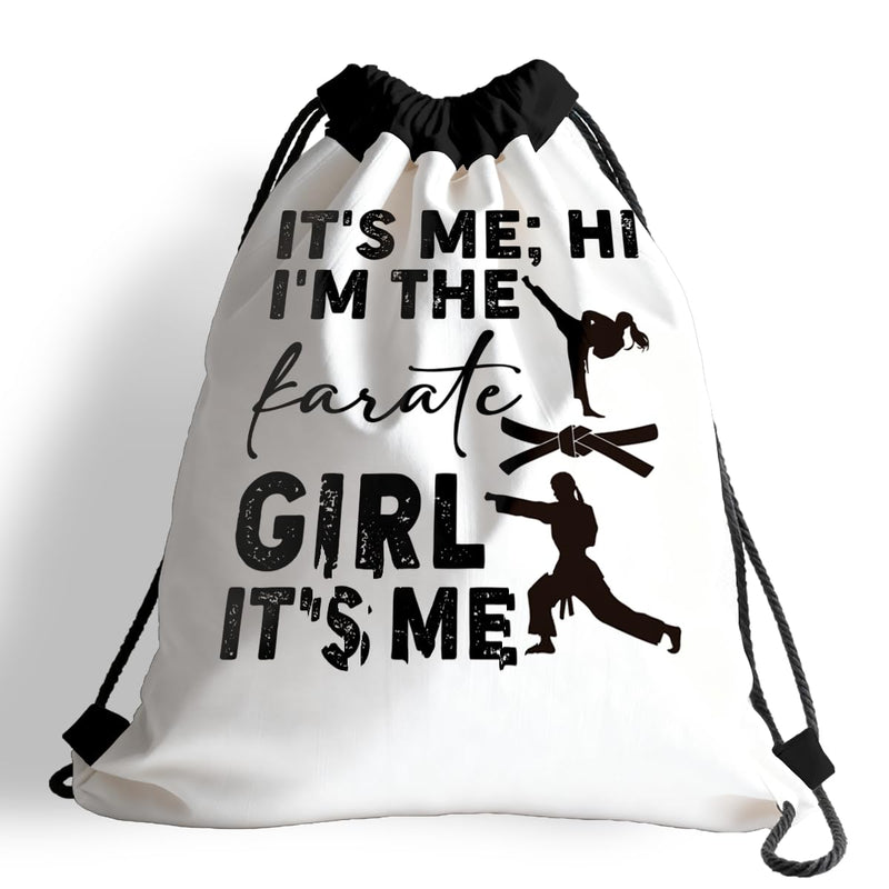 GXJGWSQ Lightweight Drawstring Sport Bag, Martial Arts Bag - Hi I'm the Karate Girl, Karate Practical Drawstring Backpack, Quick-drying and Moisture-proof Cinch Bags for Gym, Sports, Training 084