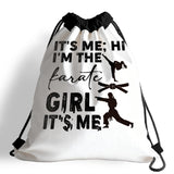 GXJGWSQ Lightweight Drawstring Sport Bag, Martial Arts Bag - Hi I'm the Karate Girl, Karate Practical Drawstring Backpack, Quick-drying and Moisture-proof Cinch Bags for Gym, Sports, Training 084