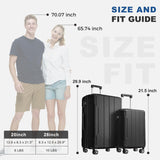AnoYishev 2 Piece Luggage Sets with Spinner Wheels, Hardside Expandable Luggage, Hardshell Carry on Suitcase and Lightweight 28 inch Checked Luggage for Travel Men Women (Black)