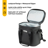 RTIC Soft Cooler 20 Can, Insulated Bag Portable Ice Chest Box for Lunch, Beach, Drink, Beverage, Travel, Camping, Picnic, Car, Trips, Floating Cooler Leak-Proof with Zipper, Black