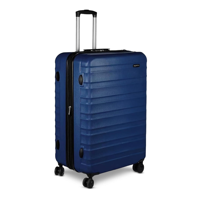 Amazon Basics 30" Hardside Large Checked Luggage with Multi-directional Wheels, Expandable for Up to 15% More Space, Scratch-Resistant Hardshell, Navy Blue