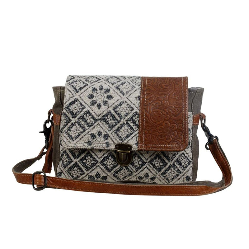 Myra Bag Spell Bound Messenger Bag Upcycled Cotton & Leather S-2875